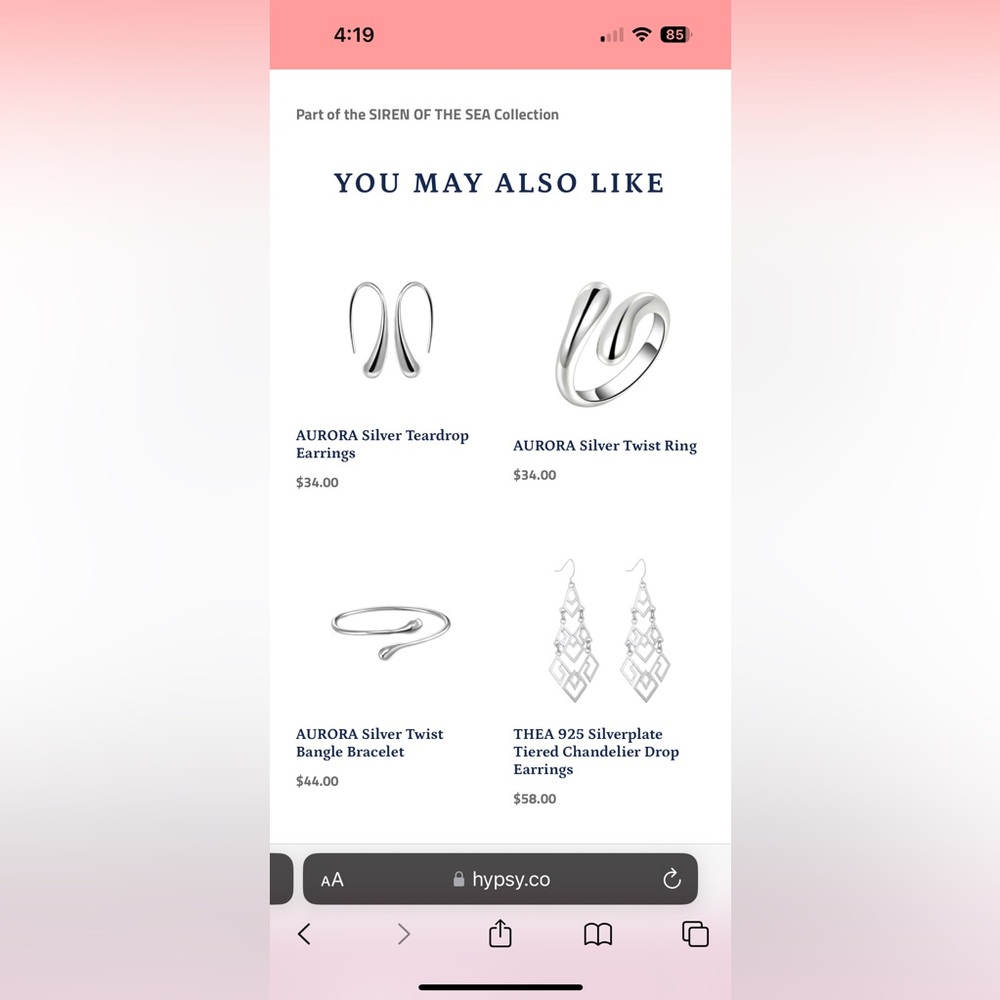 NWT AURORA Silver Teardrop Elegant Earrings Threader Hoop $68 - Picture 3 of 3